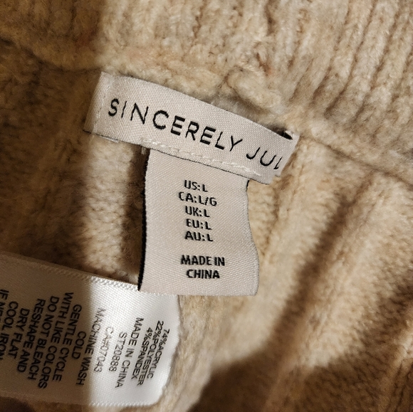 Sincerely Jules Ribbed Knit Wide Leg Pants Large In Oatmeal - Picture 9 of 10